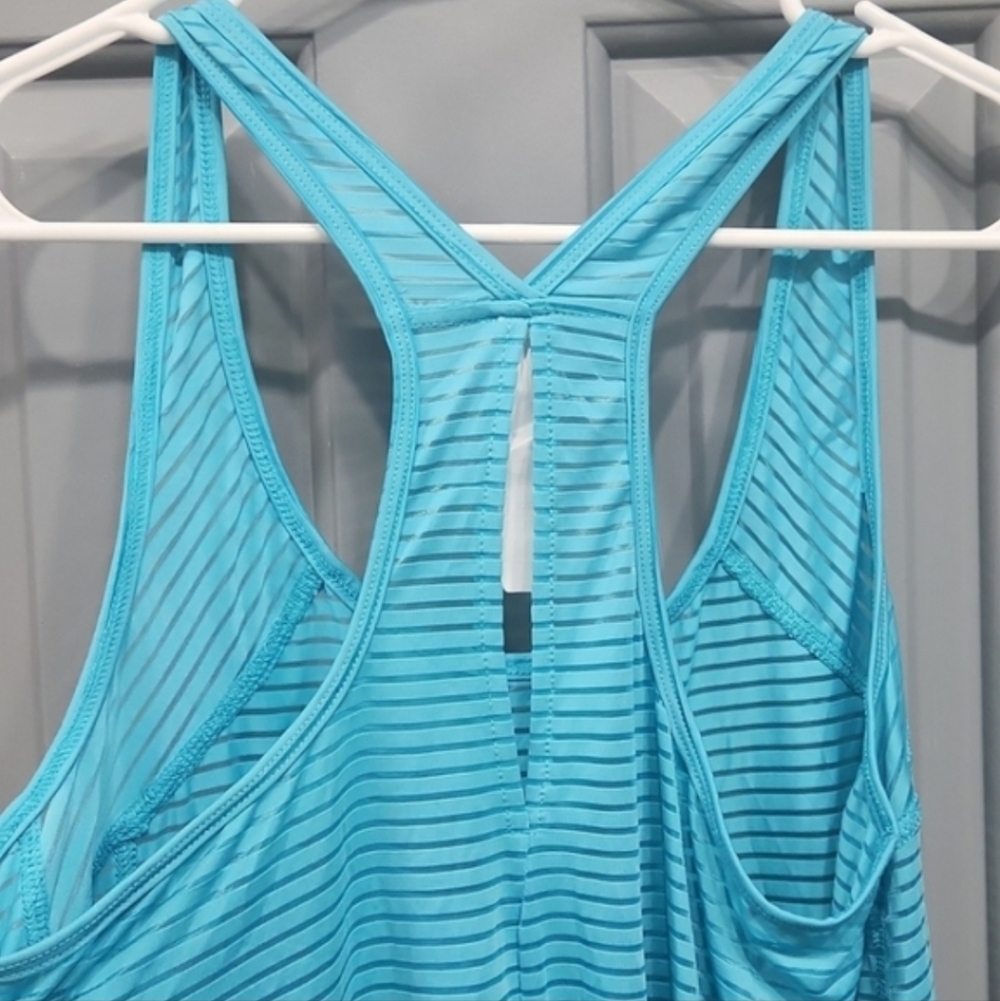 NWOT Bally Blue Stripe Mesh Tank Top medium